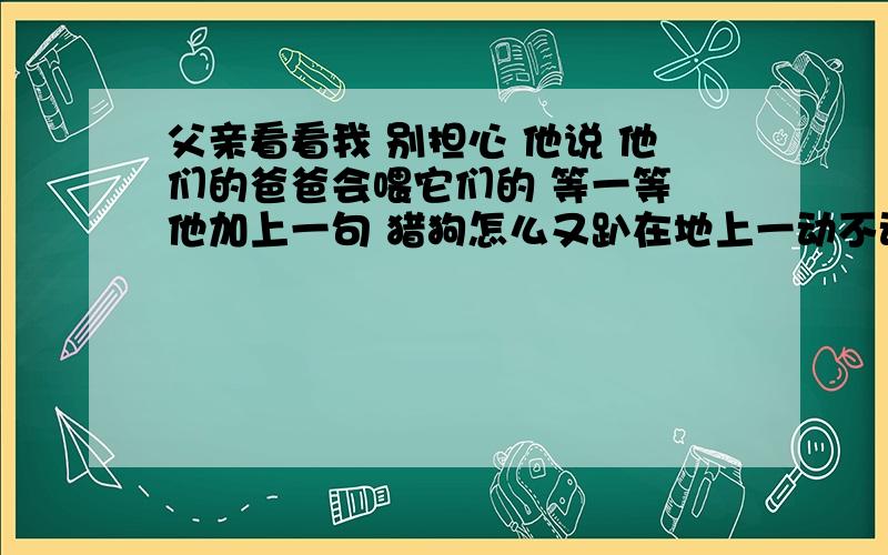 父亲看看我 别担心 他说 他们的爸爸会喂它们的 等一等 他加上一句 猎狗怎么又趴在地上一动不动了 那不是鹌鹑窝吗 是鹌鹑