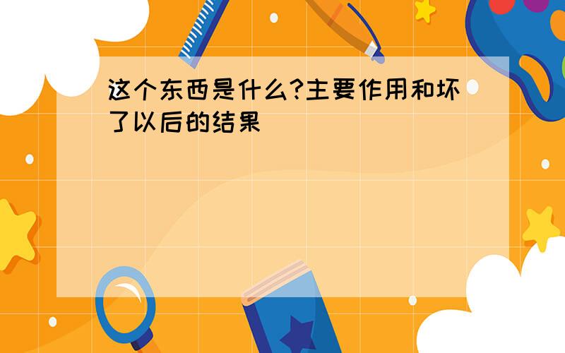 这个东西是什么?主要作用和坏了以后的结果