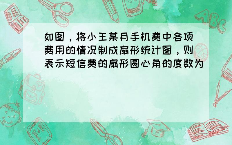 如图，将小王某月手机费中各项费用的情况制成扇形统计图，则表示短信费的扇形圆心角的度数为______度．