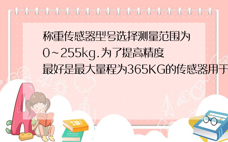 称重传感器型号选择测量范围为0～255kg.为了提高精度最好是最大量程为365KG的传感器用于人体电子秤的,精度没什么要