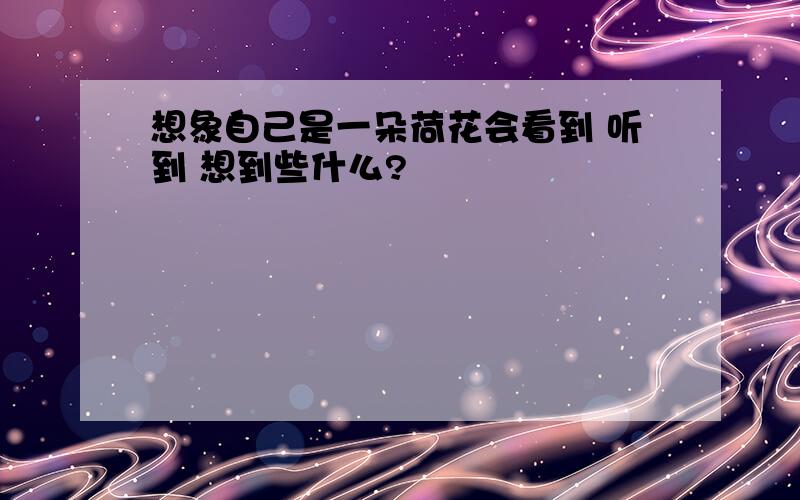 想象自己是一朵荷花会看到 听到 想到些什么?