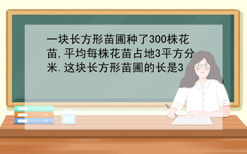 一块长方形苗圃种了300株花苗,平均每株花苗占地3平方分米.这块长方形苗圃的长是3