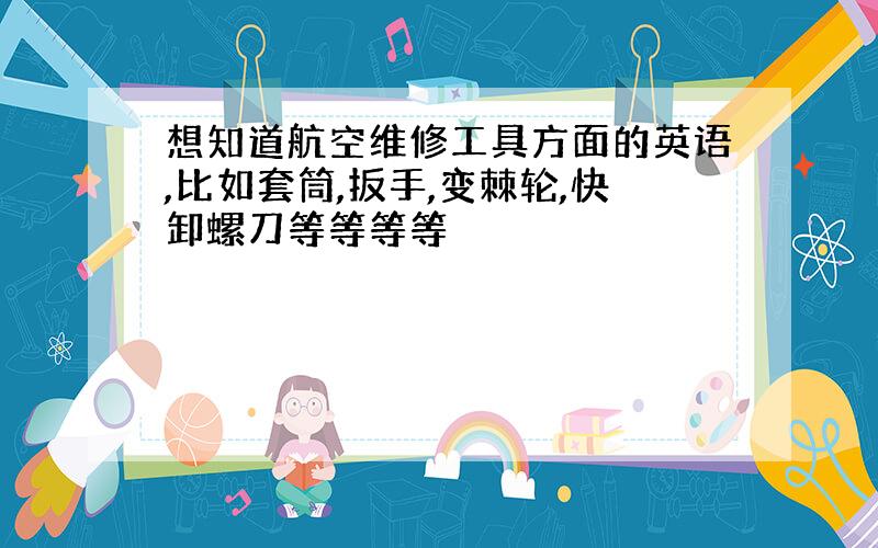 想知道航空维修工具方面的英语,比如套筒,扳手,变棘轮,快卸螺刀等等等等