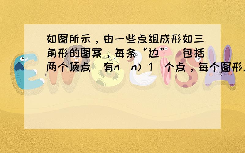 如图所示，由一些点组成形如三角形的图案，每条“边”（包括两个顶点）有n（n＞1）个点，每个图形总的点数S是多少？当n=7