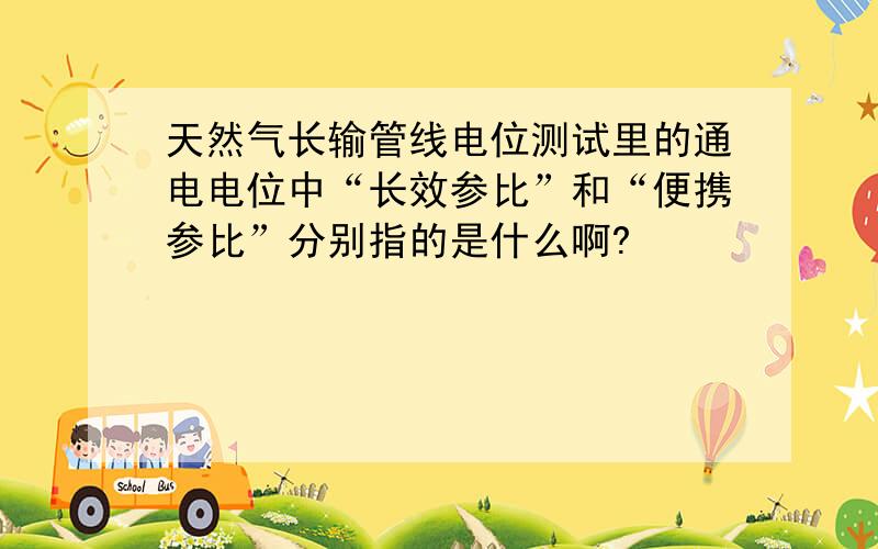 天然气长输管线电位测试里的通电电位中“长效参比”和“便携参比”分别指的是什么啊?