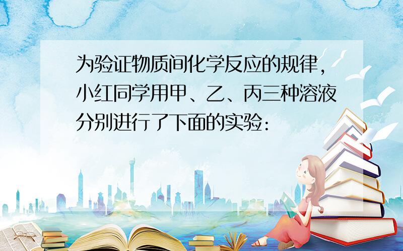 为验证物质间化学反应的规律，小红同学用甲、乙、丙三种溶液分别进行了下面的实验: