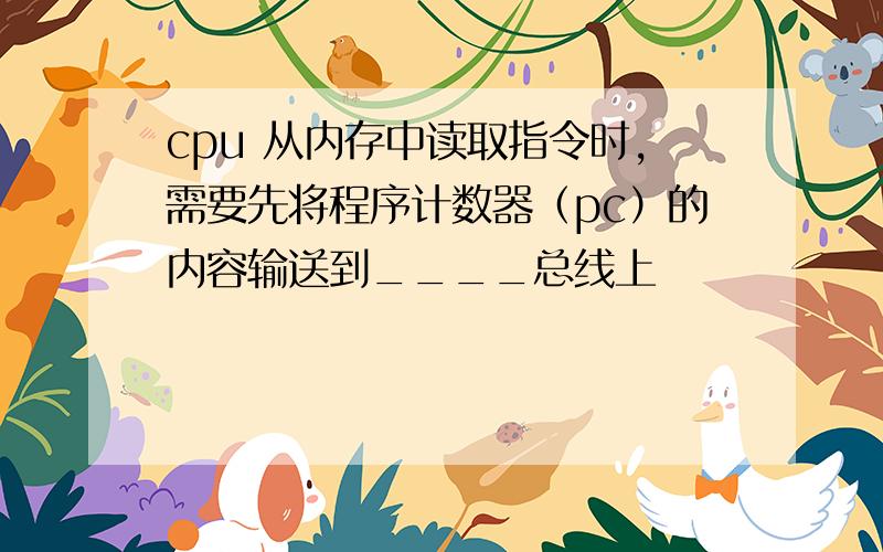 cpu 从内存中读取指令时,需要先将程序计数器（pc）的内容输送到____总线上