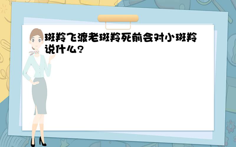 斑羚飞渡老斑羚死前会对小斑羚说什么?