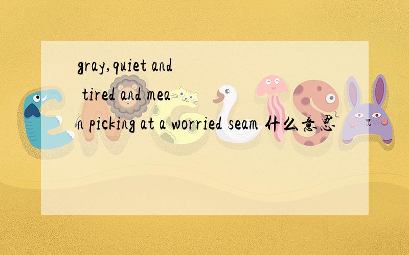 gray,quiet and tired and mean picking at a worried seam 什么意思