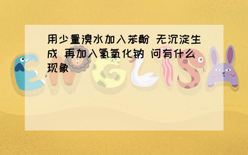 用少量溴水加入苯酚 无沉淀生成 再加入氢氧化钠 问有什么现象