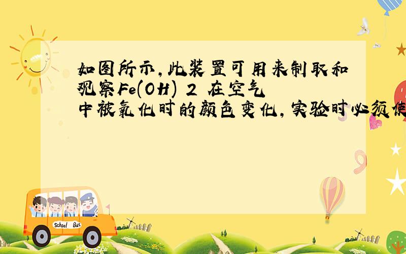 如图所示，此装置可用来制取和观察Fe(OH) 2 在空气中被氧化时的颜色变化，实验时必须使用铁屑和6