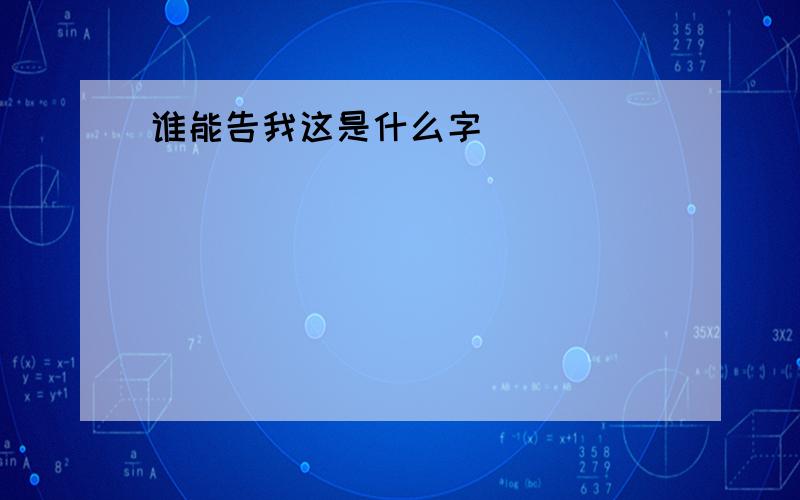 谁能告我这是什么字