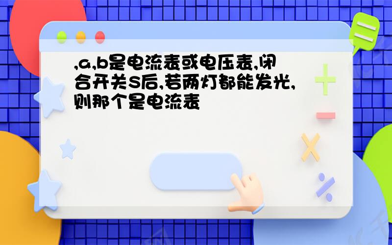 ,a,b是电流表或电压表,闭合开关S后,若两灯都能发光,则那个是电流表