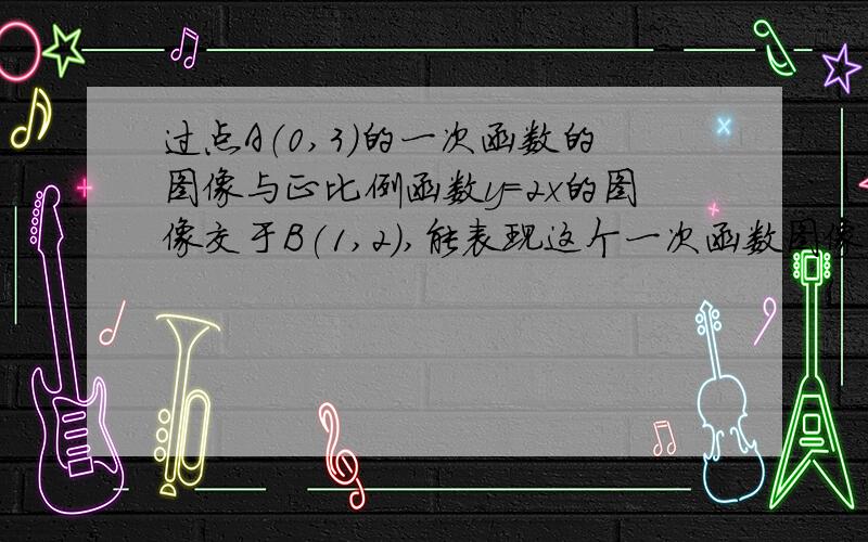 过点A（0,3）的一次函数的图像与正比例函数y=2x的图像交于B(1,2),能表现这个一次函数图像的方程是（ ）