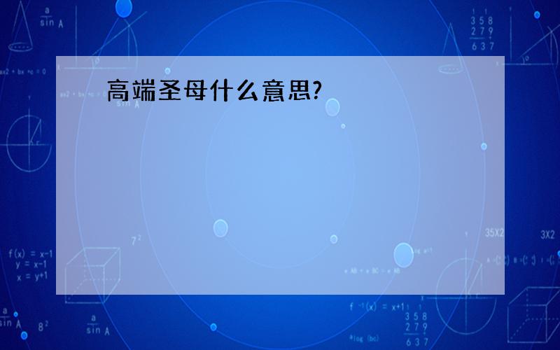 高端圣母什么意思?