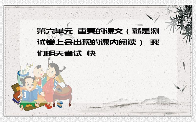 第六单元 重要的课文（就是测试卷上会出现的课内阅读） 我们明天考试 快