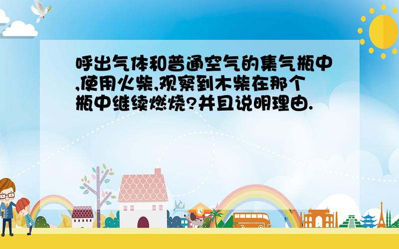 呼出气体和普通空气的集气瓶中,使用火柴,观察到木柴在那个瓶中继续燃烧?并且说明理由.