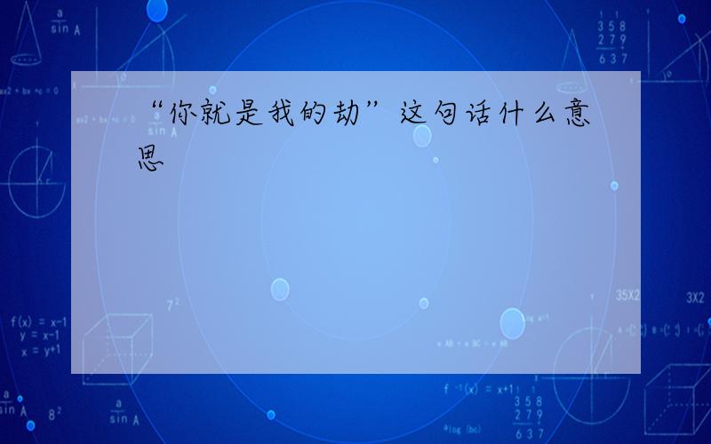 “你就是我的劫”这句话什么意思