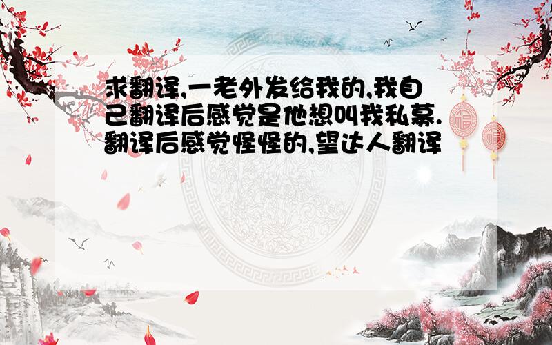 求翻译,一老外发给我的,我自己翻译后感觉是他想叫我私募.翻译后感觉怪怪的,望达人翻译