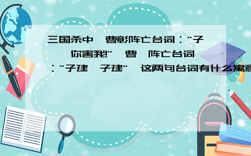 三国杀中,曹彰阵亡台词：“子桓,你害我!”,曹丕阵亡台词：“子建…子建”,这两句台词有什么寓意呢?