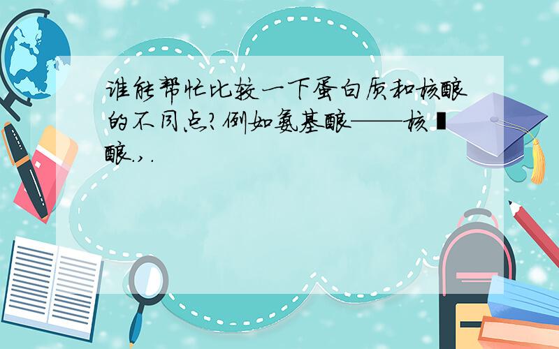 谁能帮忙比较一下蛋白质和核酸的不同点?例如氨基酸——核苷酸.,.