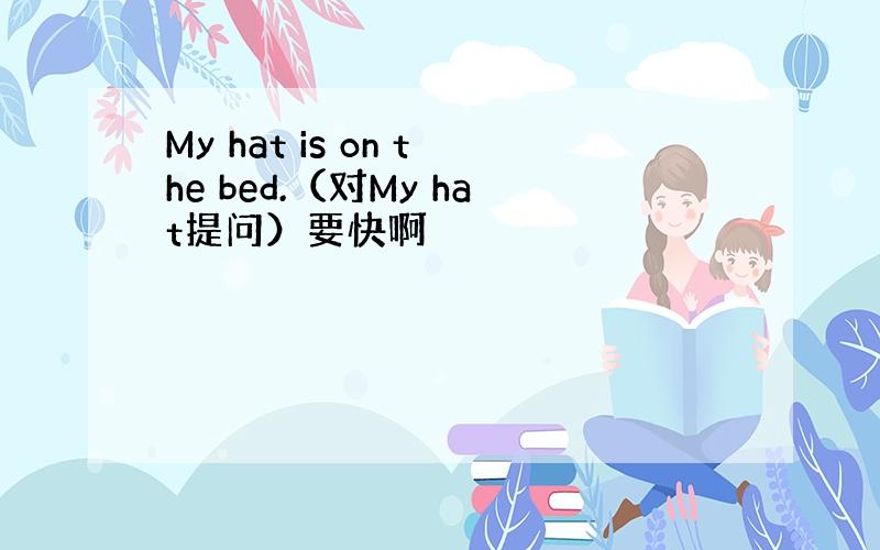 My hat is on the bed.（对My hat提问）要快啊