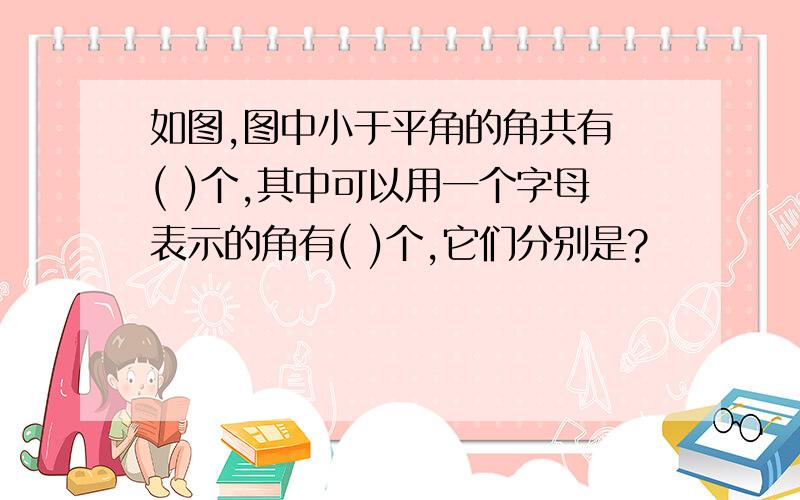 如图,图中小于平角的角共有 ( )个,其中可以用一个字母表示的角有( )个,它们分别是?