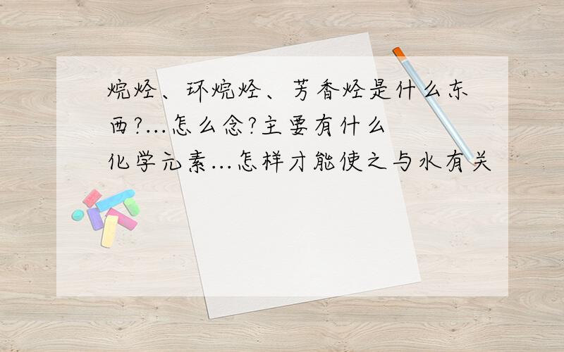 烷烃、环烷烃、芳香烃是什么东西?...怎么念?主要有什么化学元素...怎样才能使之与水有关