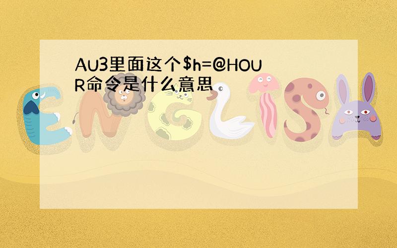 AU3里面这个$h=@HOUR命令是什么意思