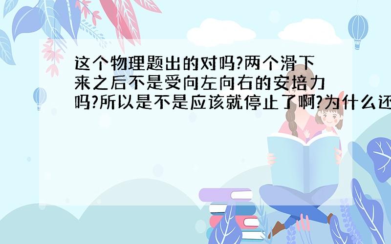 这个物理题出的对吗?两个滑下来之后不是受向左向右的安培力吗?所以是不是应该就停止了啊?为什么还有最终速度呢?是不是题错了