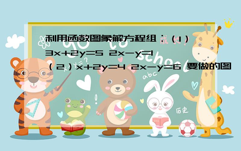 利用函数图象解方程组：（1）3x+2y=5 2x-y=1（2）x+2y=4 2x-y=6 要做的图