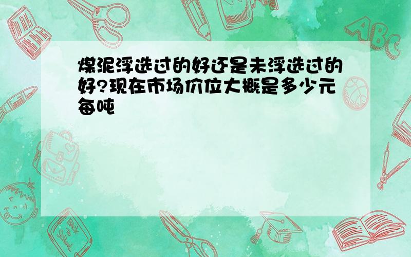 煤泥浮选过的好还是未浮选过的好?现在市场价位大概是多少元每吨