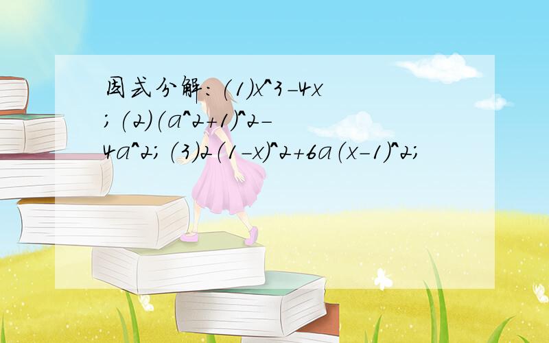 因式分解:(1)x^3-4x;(2)(a^2+1)^2-4a^2;（3）2（1－x）^2＋6a（x－1）^2；