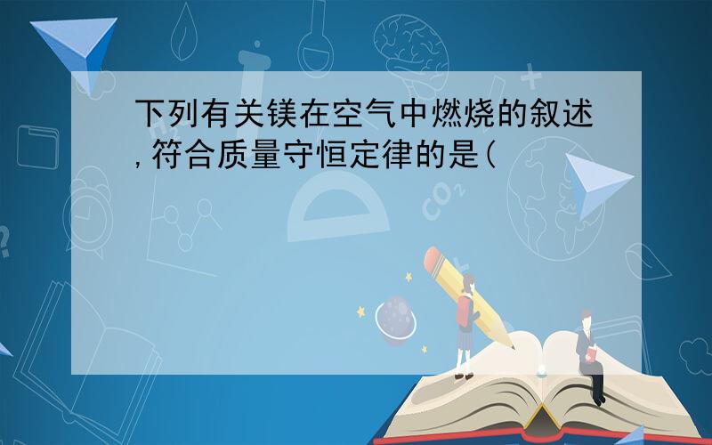 下列有关镁在空气中燃烧的叙述,符合质量守恒定律的是(