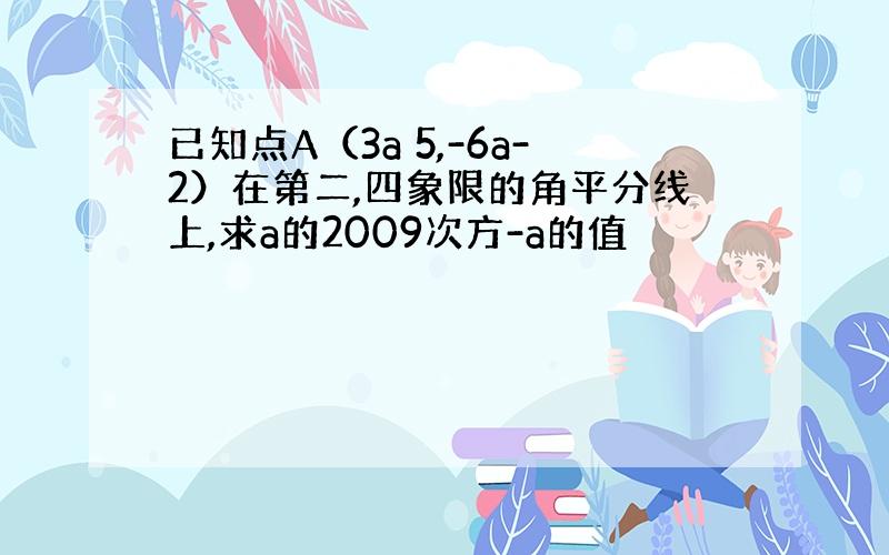 已知点A（3a 5,-6a-2）在第二,四象限的角平分线上,求a的2009次方-a的值