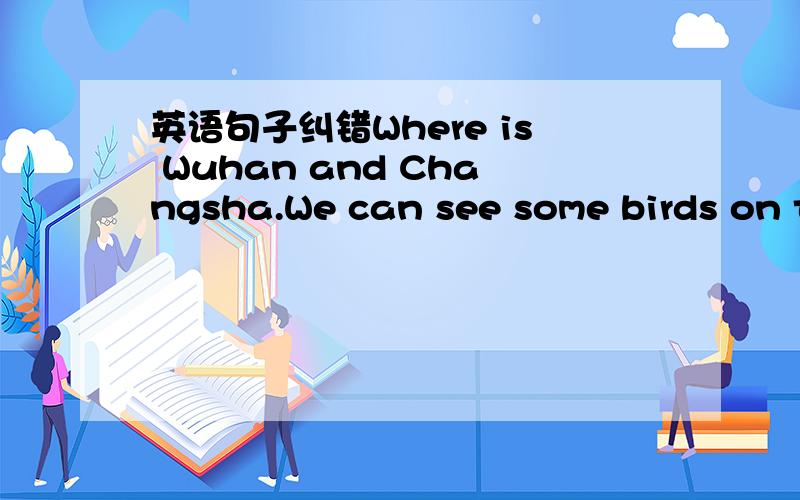 英语句子纠错Where is Wuhan and Changsha.We can see some birds on t