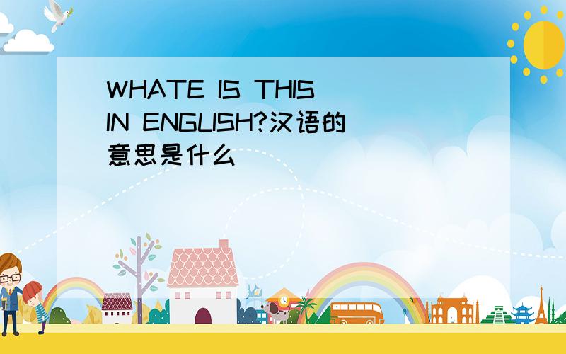 WHATE IS THIS IN ENGLISH?汉语的意思是什么