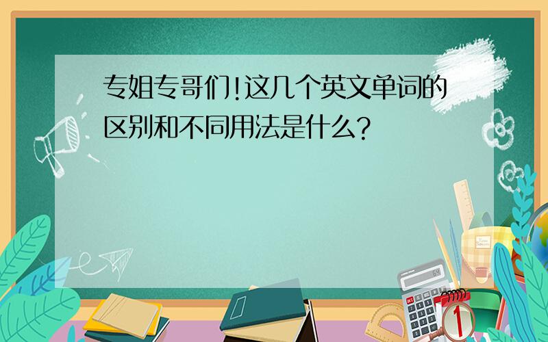 专姐专哥们!这几个英文单词的区别和不同用法是什么?