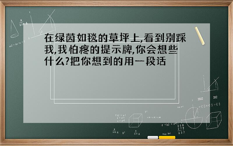 在绿茵如毯的草坪上,看到别踩我,我怕疼的提示牌,你会想些什么?把你想到的用一段话