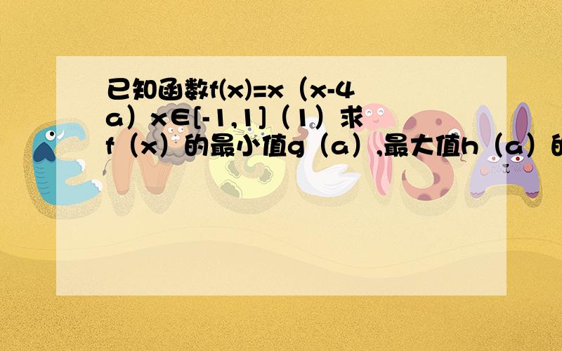 已知函数f(x)=x（x-4a）x∈[-1,1]（1）求f（x）的最小值g（a）,最大值h（a）的表达式和f(x)的值域