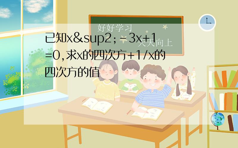 已知x²-3x+1=0,求x的四次方+1/x的四次方的值