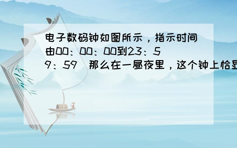 电子数码钟如图所示，指示时间由00：00：00到23：59：59．那么在一昼夜里，这个钟上恰显示4个数字“3”的时间共有