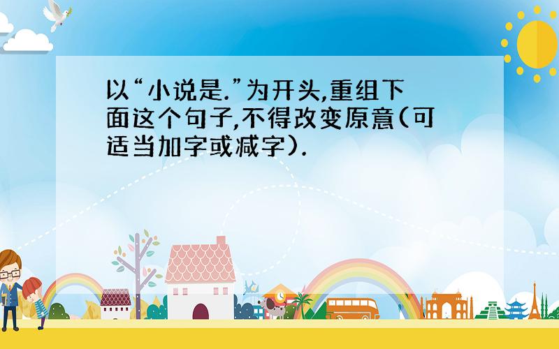 以“小说是.”为开头,重组下面这个句子,不得改变原意(可适当加字或减字).