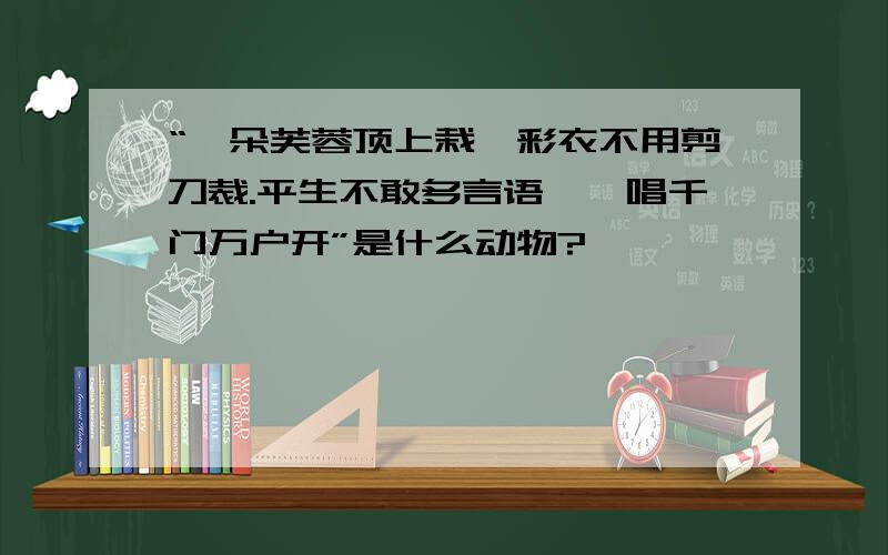 “一朵芙蓉顶上栽,彩衣不用剪刀裁.平生不敢多言语,一唱千门万户开”是什么动物?