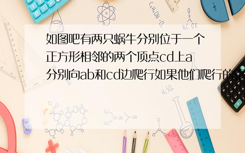 如图吧有两只蜗牛分别位于一个正方形相邻的两个顶点cd上a分别向ab和cd边爬行如果他们爬行的路线be和cf互相垂直试比较