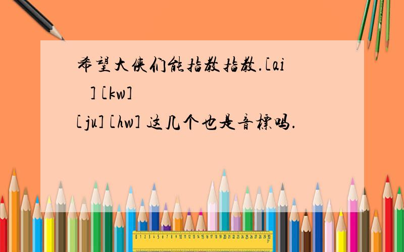 希望大侠们能指教指教.[ai ə] [kw] [ju] [hw] 这几个也是音标吗.