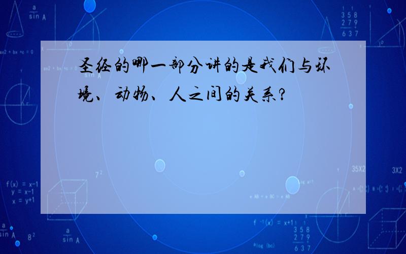 圣经的哪一部分讲的是我们与环境、动物、人之间的关系?