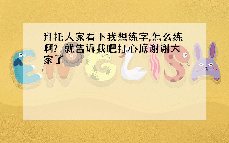 拜托大家看下我想练字,怎么练啊?　就告诉我吧打心底谢谢大家了