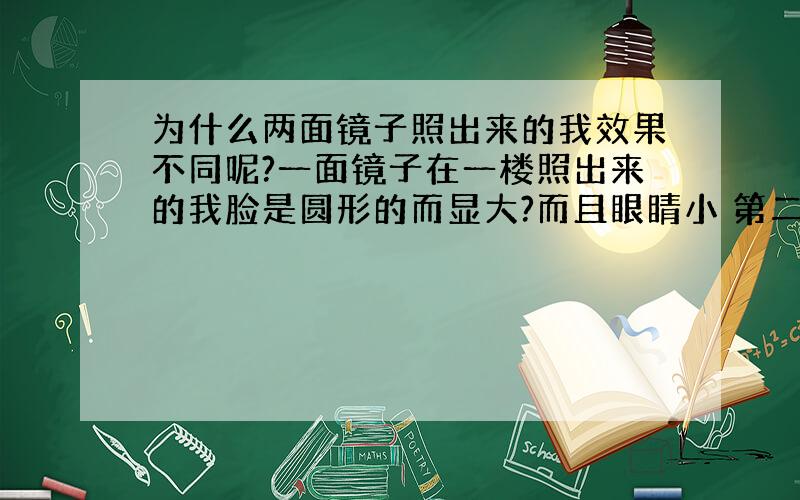 为什么两面镜子照出来的我效果不同呢?一面镜子在一楼照出来的我脸是圆形的而显大?而且眼睛小 第二面镜子在楼上 照出来的是瓜