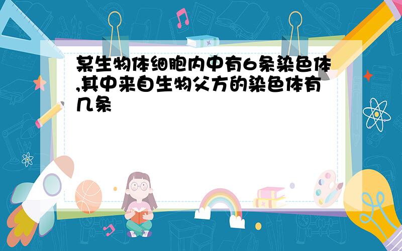 某生物体细胞内中有6条染色体,其中来自生物父方的染色体有几条